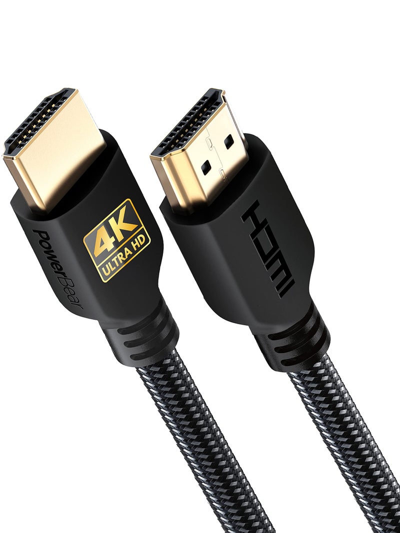 PowerBear 4K HDMI Cable 1 ft | Short Hdmi Cable, Braided Nylon & Gold Connectors, 4K @ 60Hz, Ultra HD, 2K, 1080P, ARC & CL3 Rated | for Laptop, Monitor, PS5, PS4, Xbox One, Fire TV, Apple TV & More - Image 1